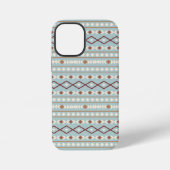 Aztec Shapes Pattern Rusts Cream Aquamarin-blau iPhone Hülle (Rückseite)