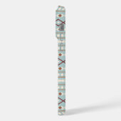 Aztec Shapes Pattern Rusts Cream Aquamarin-blau iPhone Hülle (Linke Seite)