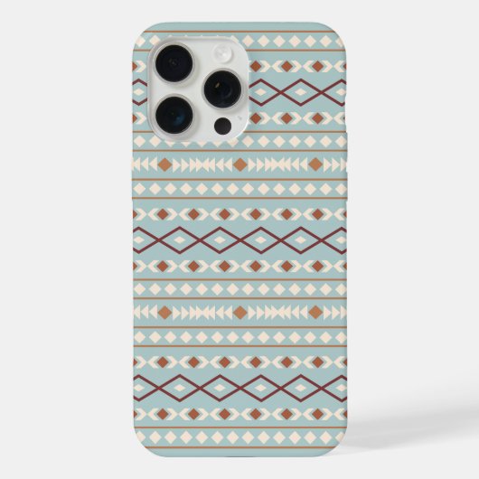 Aztec Shapes Pattern Rusts Cream Aquamarin-blau iPhone Hülle (Rückseite)