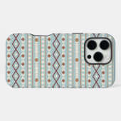 Aztec Shapes Pattern Rusts Cream Aquamarin-blau iPhone Hülle (Rückseite (Horizontal))