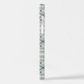 Aztec Shapes Pattern Rusts Cream Aquamarin-blau iPhone Hülle (Linke Seite)