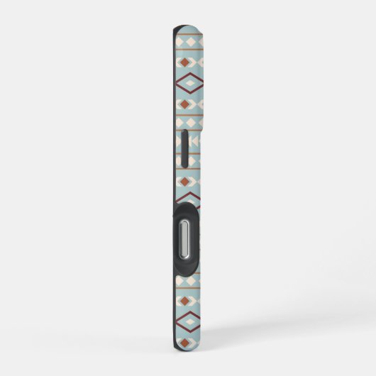 Aztec Shapes Pattern Rusts Cream Aquamarin-blau iPhone Hülle (Rechte Seite)