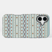 Aztec Shapes Pattern Rusts Cream Aquamarin-blau iPhone Hülle (Rückseite (Horizontal))