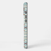 Aztec Shapes Pattern Rusts Cream Aquamarin-blau iPhone Hülle (Linke Seite)