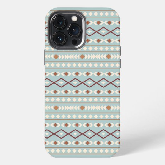Aztec Shapes Pattern Rusts Cream Aquamarin-blau iPhone Hülle (Rückseite)