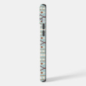 Aztec Shapes Pattern Rusts Cream Aquamarin-blau iPhone Hülle (Linke Seite)