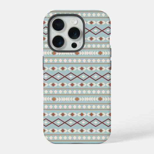Aztec Shapes Pattern Rusts Cream Aquamarin-blau iPhone Hülle (Rückseite)