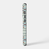 Aztec Shapes Pattern Rusts Cream Aquamarin-blau iPhone Hülle (Linke Seite)