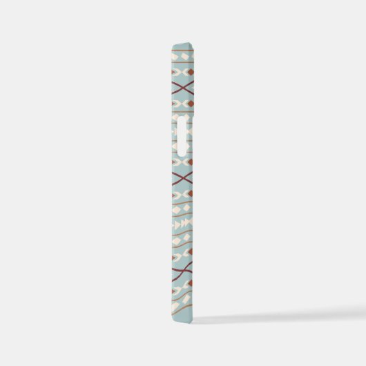 Aztec Shapes Pattern Rusts Cream Aquamarin-blau iPhone Hülle (Rechte Seite)