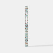 Aztec Shapes Pattern Rusts Cream Aquamarin-blau iPhone Hülle (Linke Seite)