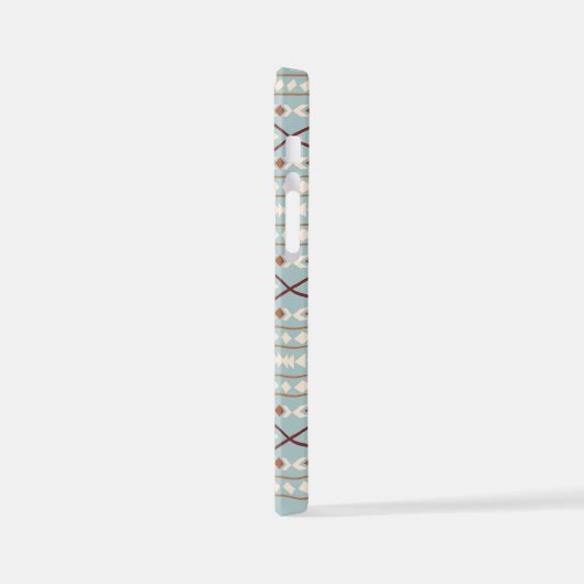 Aztec Shapes Pattern Rusts Cream Aquamarin-blau iPhone Hülle (Linke Seite)