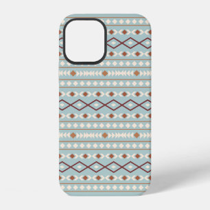 Aztec Shapes Pattern Rusts Cream Aquamarin-blau iPhone 12 Hülle