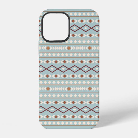 Aztec Shapes Pattern Rusts Cream Aquamarin-blau iPhone Hülle (Rückseite)