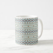 Aztec Shapes Pattern Rusts Cream Aquamarin-blau Kaffeetasse (VorderseiteRechts)