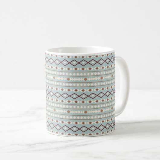 Aztec Shapes Pattern Rusts Cream Aquamarin-blau Kaffeetasse (VorderseiteRechts)