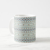Aztec Shapes Pattern Rusts Cream Aquamarin-blau Kaffeetasse (Vorderseite Links)
