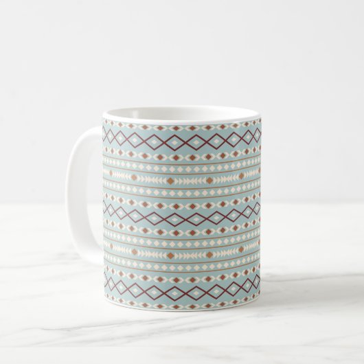 Aztec Shapes Pattern Rusts Cream Aquamarin-blau Kaffeetasse (Vorderseite Links)