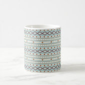 Aztec Shapes Pattern Rusts Cream Aquamarin-blau Kaffeetasse (Mittel)