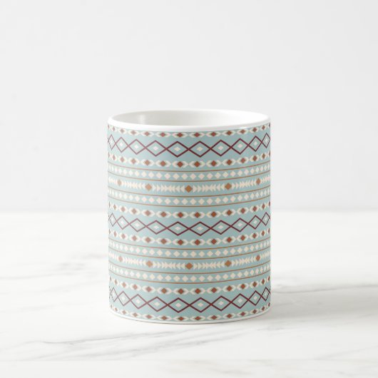 Aztec Shapes Pattern Rusts Cream Aquamarin-blau Kaffeetasse (Mittel)