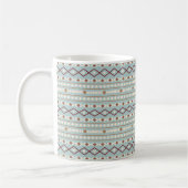 Aztec Shapes Pattern Rusts Cream Aquamarin-blau Kaffeetasse (Links)