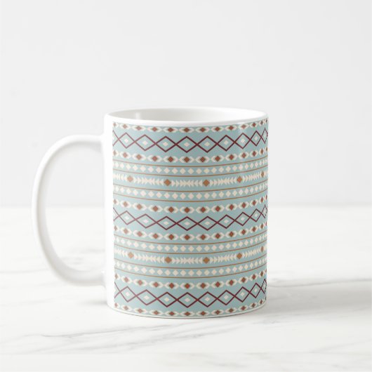 Aztec Shapes Pattern Rusts Cream Aquamarin-blau Kaffeetasse (Links)