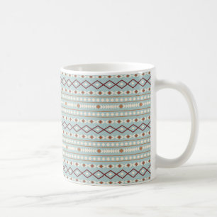 Aztec Shapes Pattern Rusts Cream Aquamarin-blau Kaffeetasse