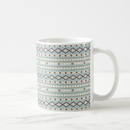 Aztec Shapes Pattern Rusts Cream Aquamarin-blau Kaffeetasse (Rechts)