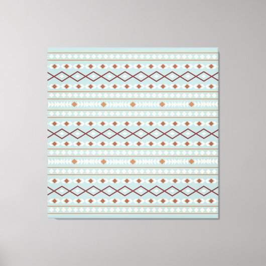 Aztec Shapes Pattern Rusts Cream Aquamarin-blau Leinwanddruck (Vorderseite)