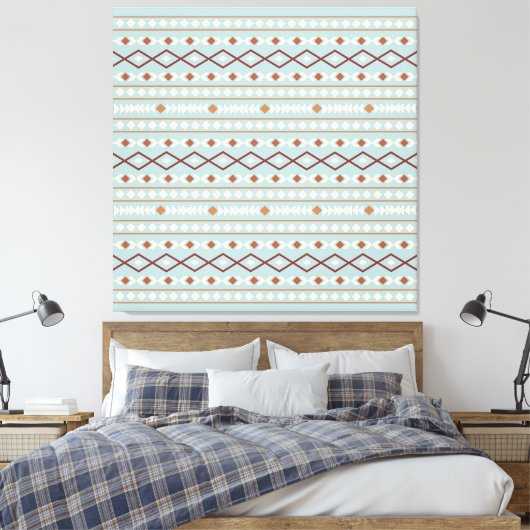 Aztec Shapes Pattern Rusts Cream Aquamarin-blau Leinwanddruck (Insitu (Schlafzimmer))