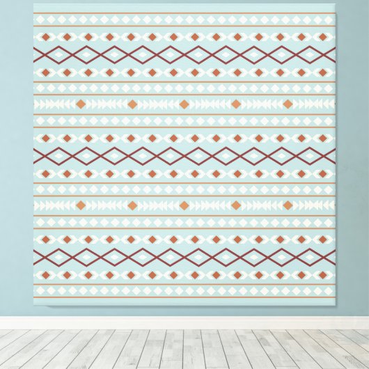 Aztec Shapes Pattern Rusts Cream Aquamarin-blau Leinwanddruck (Insitu (Holzboden))