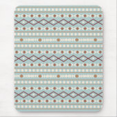 Aztec Shapes Pattern Rusts Cream Aquamarin-blau Mousepad (Vorne)