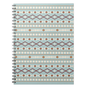 Aztec Shapes Pattern Rusts Cream Aquamarin-blau Notizblock