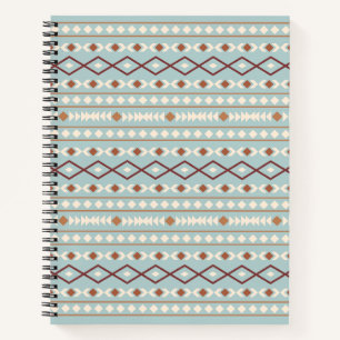Aztec Shapes Pattern Rusts Cream Aquamarin-blau Notizblock