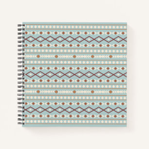 Aztec Shapes Pattern Rusts Cream Aquamarin-blau Notizblock