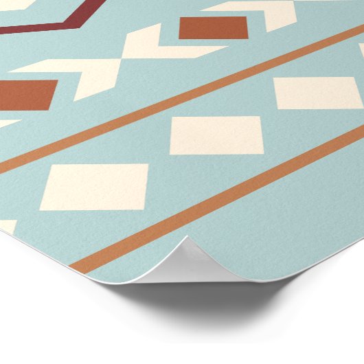 Aztec Shapes Pattern Rusts Cream Aquamarin-blau Poster (Ecke)