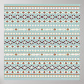 Aztec Shapes Pattern Rusts Cream Aquamarin-blau Poster (Vorne)