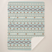 Aztec Shapes Pattern Rusts Cream Aquamarin-blau Sherpadecke (Vorderseite)
