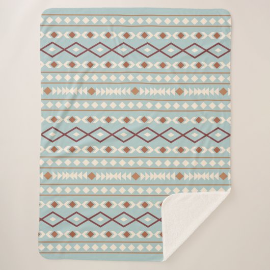 Aztec Shapes Pattern Rusts Cream Aquamarin-blau Sherpadecke (Vorderseite)