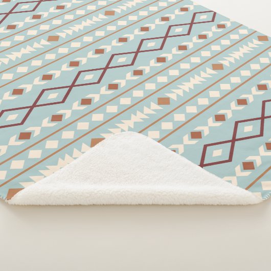 Aztec Shapes Pattern Rusts Cream Aquamarin-blau Sherpadecke (3/4)