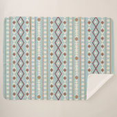 Aztec Shapes Pattern Rusts Cream Aquamarin-blau Sherpadecke (Vorderseite (Horizontal))