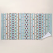 Aztec Shapes Pattern Rusts Cream Aquamarin-blau Strandtuch (Vorderseite)