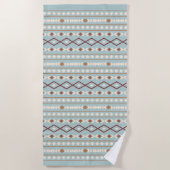 Aztec Shapes Pattern Rusts Cream Aquamarin-blau Strandtuch (Vorderseite)