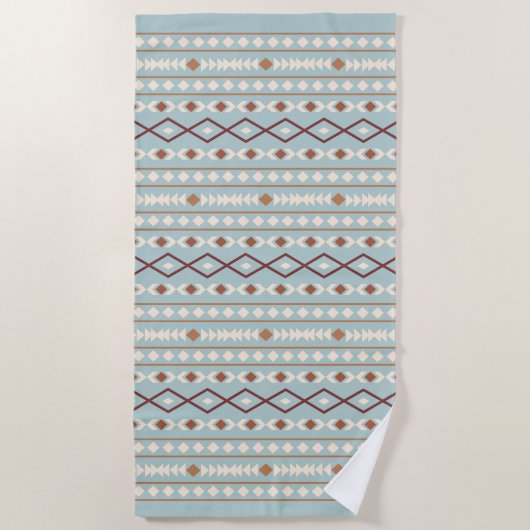 Aztec Shapes Pattern Rusts Cream Aquamarin-blau Strandtuch (Vorderseite)