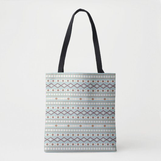 Aztec Shapes Pattern Rusts Cream Aquamarin-blau Tasche (Vorderseite)