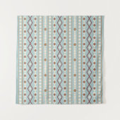 Aztec Shapes Pattern Rusts Cream Aquamarin-blau Wandteppich (Vorderseite (Horizontal))