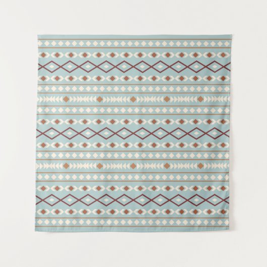 Aztec Shapes Pattern Rusts Cream Aquamarin-blau Wandteppich (Vorderseite)