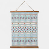 Aztec Shapes Pattern Rusts Cream Aquamarin-blau Wandteppich Mit Holzrahmen (Vorderseite)