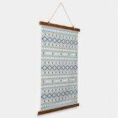 Aztec Shapes Pattern Rusts Cream Aquamarin-blau Wandteppich Mit Holzrahmen (Gewinkelt)
