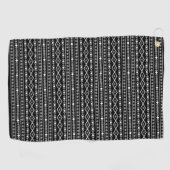 Aztec Shapes Rpt Muster Grau Schwarz Golfhandtuch (Horizontal)