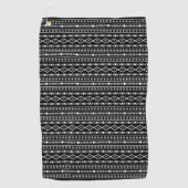 Aztec Shapes Rpt Muster Grau Schwarz Golfhandtuch (Vorderseite)